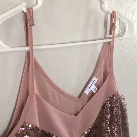 Blush Colored Sequence Glitter Chiffon Top - Picture 3 of 8